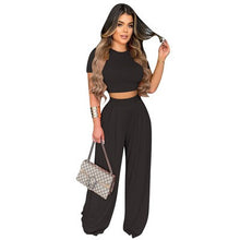 Load image into Gallery viewer, European and American Large Sized Womens Fashion Casual Wide Leg Two Piece Set for Women