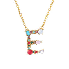 Load image into Gallery viewer, 26 Letters alphabet necklace personality simple inlaid color diamond zircon pendant