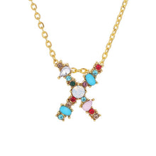 Load image into Gallery viewer, 26 Letters alphabet necklace personality simple inlaid color diamond zircon pendant