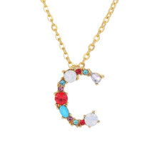 Load image into Gallery viewer, 26 Letters alphabet necklace personality simple inlaid color diamond zircon pendant