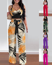 Load image into Gallery viewer, European and American Spring/Summer New Fashion Print Strap Tie Long Pants Set of 2