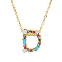 Load image into Gallery viewer, 26 Letters alphabet necklace personality simple inlaid color diamond zircon pendant