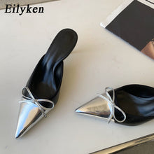 Load image into Gallery viewer, Spring New Pointed Toe Women Slipper Fashion Butterfly-knot Shallow Slip On Ladies Mules Shoes Thin High Slides