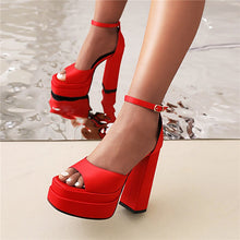 Load image into Gallery viewer, processing time:3-5 days after placing orders--Women Sandals Summer Fashion Sexy Platforms Thick High Heels Ankle Strap Shoes Woman Wedding Party Prom Night Club Pumps