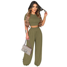 Load image into Gallery viewer, European and American Large Sized Womens Fashion Casual Wide Leg Two Piece Set for Women