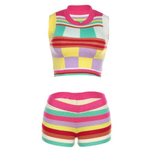 Load image into Gallery viewer, Spring New Women's Fashion Sleeveless Tank Top High Waist Slim Fit Hip Lift Short Knit Set
