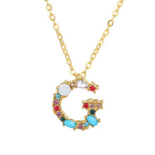 Load image into Gallery viewer, 26 Letters alphabet necklace personality simple inlaid color diamond zircon pendant