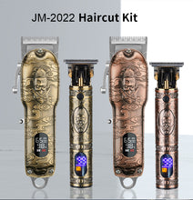 Load image into Gallery viewer, All Metal Hair Clipper Retro Oil Head Carving Scissors Machine Set USB Charging Electric Hair Clipper