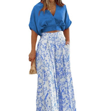 Load image into Gallery viewer, European and American Womens Spring Bat Sleeve New Shirt Print Street Fashion Casual Set