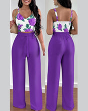Load image into Gallery viewer, European and American Spring/Summer New Fashion Print Strap Tie Long Pants Set of 2