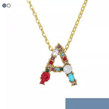 Load image into Gallery viewer, 26 Letters alphabet necklace personality simple inlaid color diamond zircon pendant