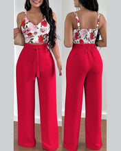 Load image into Gallery viewer, European and American Spring/Summer New Fashion Print Strap Tie Long Pants Set of 2