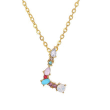 Load image into Gallery viewer, 26 Letters alphabet necklace personality simple inlaid color diamond zircon pendant