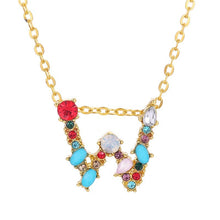 Load image into Gallery viewer, 26 Letters alphabet necklace personality simple inlaid color diamond zircon pendant
