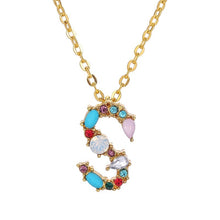 Load image into Gallery viewer, 26 Letters alphabet necklace personality simple inlaid color diamond zircon pendant