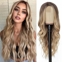 Load image into Gallery viewer, European and American Small Lace Wig Headsets with Intermediate Color Small Lace Center Split Large Wavy Long Curly Wigs