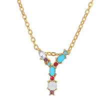 Load image into Gallery viewer, 26 Letters alphabet necklace personality simple inlaid color diamond zircon pendant
