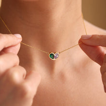 Load image into Gallery viewer, Birthstone Heart Necklace and Bracelet Set for Women, Customizable Hypoallergenic Jewelry with Zircon Accents