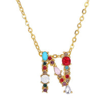 Load image into Gallery viewer, 26 Letters alphabet necklace personality simple inlaid color diamond zircon pendant