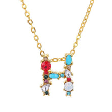 Load image into Gallery viewer, 26 Letters alphabet necklace personality simple inlaid color diamond zircon pendant