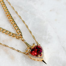 Load image into Gallery viewer, Couples Necklace Set - Matching Heart and Sword Pendants in Gold and Silver - Couple Jewelry Necklace for Him and Her