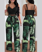 Load image into Gallery viewer, European and American Spring/Summer New Fashion Print Strap Tie Long Pants Set of 2