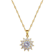 Load image into Gallery viewer, Dazzling Sunflower Floral Jewelry Set - Necklace and Earring Set with Zircon Accents in Gold Plated Design