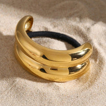 Load image into Gallery viewer, Double Arch Pony Cuff – 18k Gold-Plated Stainless Steel Hair Accessory for Women, Lightweight and Durable Design