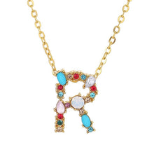 Load image into Gallery viewer, 26 Letters alphabet necklace personality simple inlaid color diamond zircon pendant