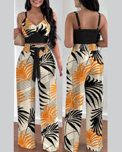 Load image into Gallery viewer, European and American Spring/Summer New Fashion Print Strap Tie Long Pants Set of 2