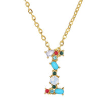 Load image into Gallery viewer, 26 Letters alphabet necklace personality simple inlaid color diamond zircon pendant