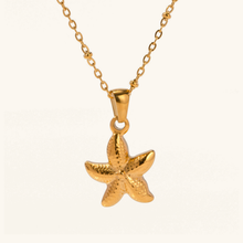 Load image into Gallery viewer, Elegant 18k Gold-Plated Starfish Pendant Necklace – Waterproof and Hypoallergenic Jewelry