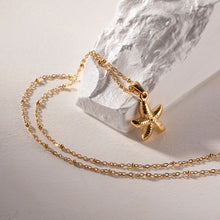 Load image into Gallery viewer, Elegant 18k Gold-Plated Starfish Pendant Necklace – Waterproof and Hypoallergenic Jewelry