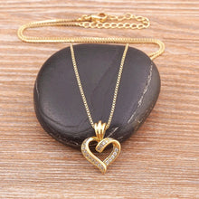 Load image into Gallery viewer, Elegant Diamond Heart Pendant Necklace with Adjustable Chain – Romantic Jewelry for Women