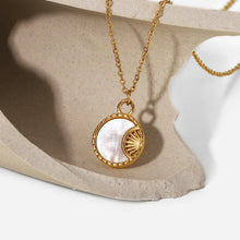 Load image into Gallery viewer, Elegant Freshwater Pearl Necklace with Geometric Pendant – Hypoallergenic Gold-Plated Jewelry for Women