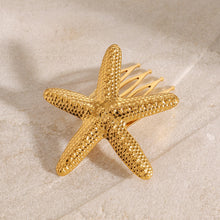 Load image into Gallery viewer, Elegant Gold Hair Comb with Starfish Design – Hypoallergenic, Waterproof, Durable Accessory for Women, 48 mm