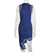 Load image into Gallery viewer, European and American Women's Spring New Irregular Slanted Skirt Contrast Color Sexy Sweater Dress