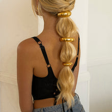 Load image into Gallery viewer, Gold Dome Ponytail Cuff - Hypoallergenic Stainless Steel-Plated Hair Accessory with Stretchy Band for Secure Fit