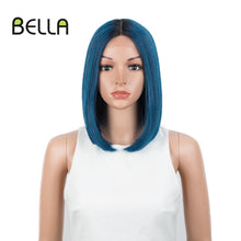 Load image into Gallery viewer, Bella Bob Wig Synthetic Lace Wig Short Blonde Bob Pink 613 Red Lemon Lace Short Hair 10-13 Inch Wigs For Women Lolita Cosplay