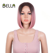 Load image into Gallery viewer, Bella Bob Wig Synthetic Lace Wig Short Blonde Bob Pink 613 Red Lemon Lace Short Hair 10-13 Inch Wigs For Women Lolita Cosplay