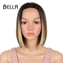 Load image into Gallery viewer, Bella Bob Wig Synthetic Lace Wig Short Blonde Bob Pink 613 Red Lemon Lace Short Hair 10-13 Inch Wigs For Women Lolita Cosplay