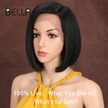 Load image into Gallery viewer, Bella Synthetic Short Wig Bob Lace Wig10 Inch Omber Blonde 613 Brown Red Bob Straight Hair Side Part Wigs For Woman Cosplay