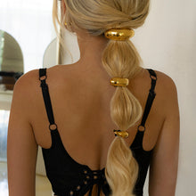 Load image into Gallery viewer, Mini Dome Ponytail Cuff with Gold Wedge Design – Hypoallergenic Hair Accessory