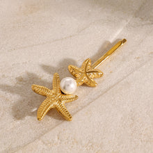 Load image into Gallery viewer, Twin Starfish Freshwater Pearl French Pin – Hypoallergenic 18k Gold-Plated Hair Accessory