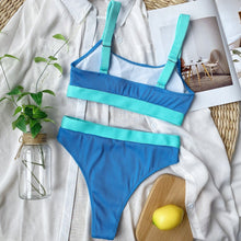 Load image into Gallery viewer, Bikini Women Swimwear Sexy Solid Color High Waist Split Swimsuit Bikini Set European and American Traje de baño para mujer#40