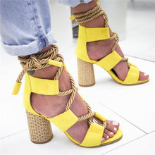 Load image into Gallery viewer, Summer Wedge Espadrilles Women Sandals 7CM Heel Pointed Fish Mouth Sandals Woman Hemp Lace Up Women Platform Sandals