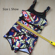 Load image into Gallery viewer, Women High Waist Bikini Swimsuits 3XL Plus Size Swim Wear Bathing Suit African Print Biquini Large Two Piece Neck Swimwear