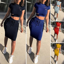 Load image into Gallery viewer, Two Piece Set Summer Dresses Women Sexy Patchwork Cocktail Party Bodycon Bandage Dress Wholesale