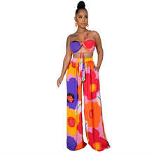Load image into Gallery viewer, Dashiki Women African Clothes for Women Floral Printing Long Dress New Casual Elegant Tube Top Pants V-Neck Women's 2-Piece Su