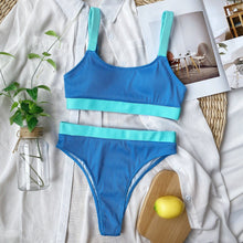 Load image into Gallery viewer, Bikini Women Swimwear Sexy Solid Color High Waist Split Swimsuit Bikini Set European and American Traje de baño para mujer#40